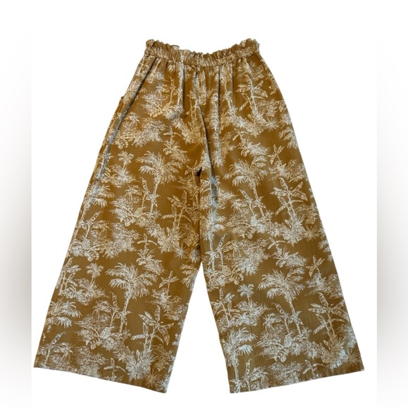 American Eagle Wide Leg Capris Lined Size Medium Toile Linen Lightweight Resort. - Picture 3 of 11